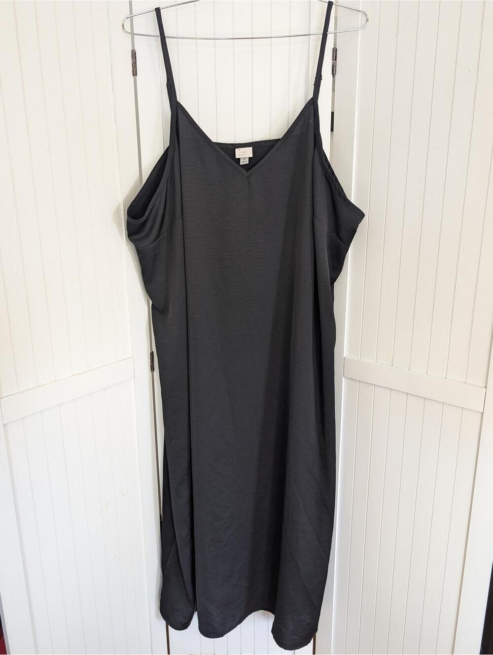 A New Day 3X Black Slip Dress Maxi Sleeveless Minimalist Adjustable Strap